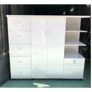 Tủ quần áo trẻ em cao 1m25 ngang 1m44 màu trắng - Hàng cao cấp - Miễn phí giao hàng